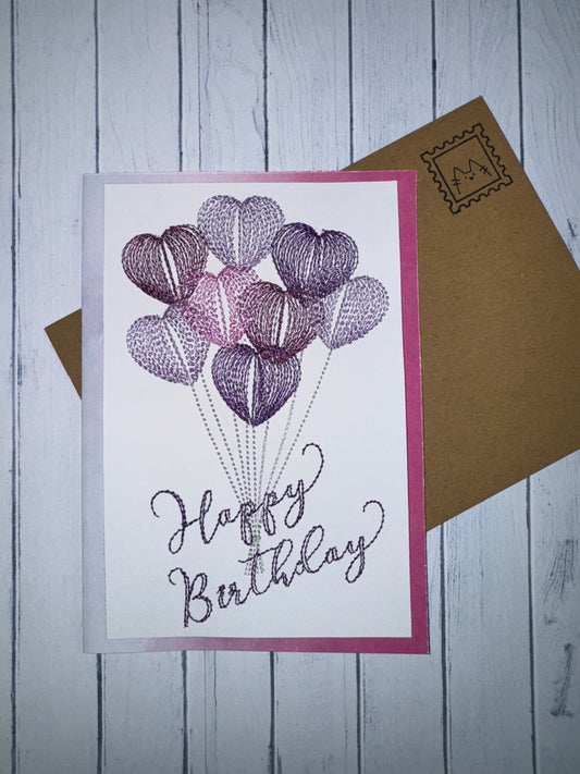 Happy Birthday with Heart Balloons